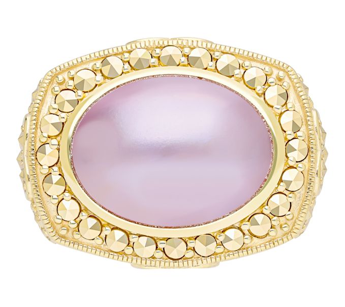 Dallas Prince 14K Clad Mabe Pearl Chrome Marcasite Ring — Main view