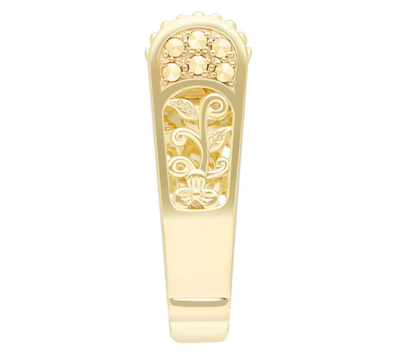 Dallas Prince 14K Gold Clad Jadeite & MarcasiteVine Ring — View 5