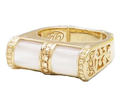 Dallas Prince 14K Clad Mother of Pearl & Marcasite Vine Ring — Main view