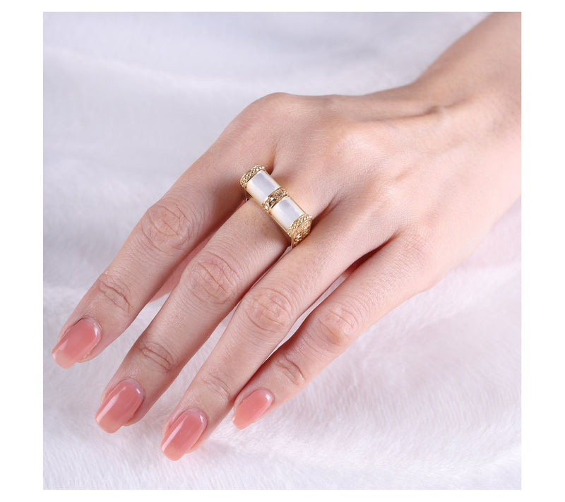 Dallas Prince 14K Clad Mother of Pearl & Marcasite Vine Ring — View 4