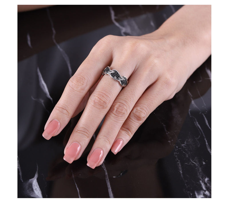 Margo Manhattan Sterling Silver Black Spinel Gabriel Ring — View 3