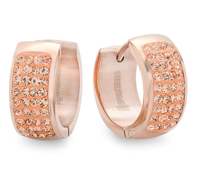 Steel By Design 18K Rose Plated Cubic ZirconiaHoop Earrings — View 3