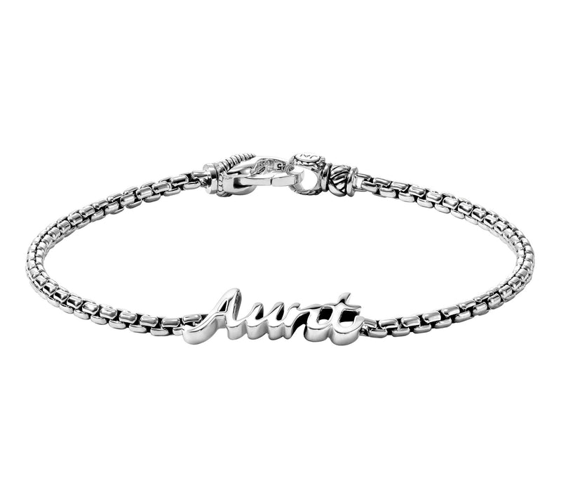 JAI Sterling Silver Aunt Script Box Chain Bracelet — View 2