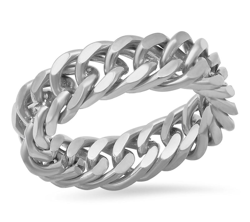 Steel By Design Men's Stainless Steel Cuban Link Band Ring — Main view