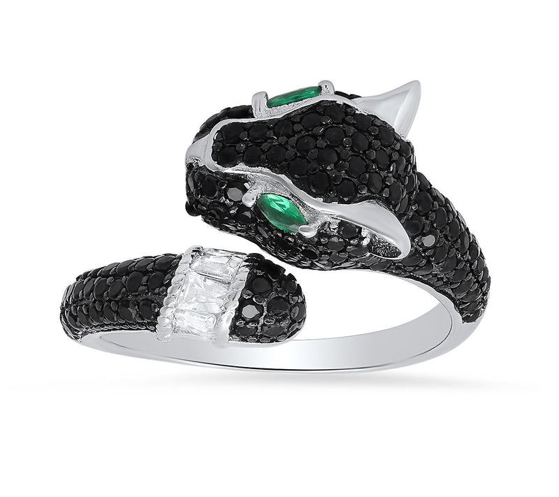 Sterling Silver Black Panther Cubic Zirconia  Ring — Main view