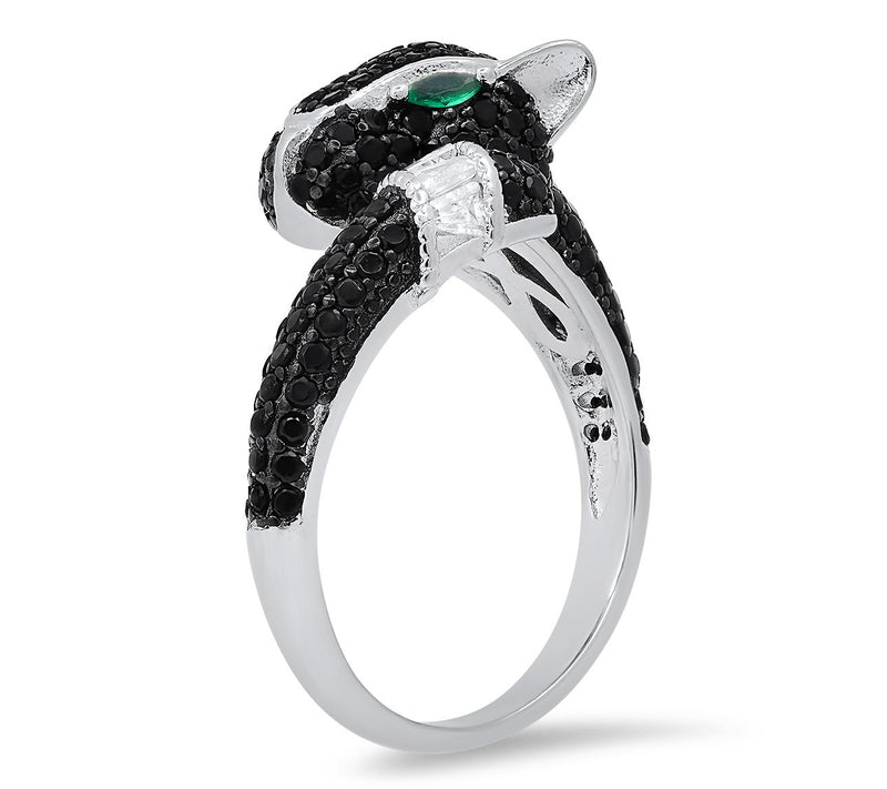 Sterling Silver Black Panther Cubic Zirconia  Ring — View 2