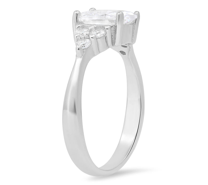 Sterling Silver 1.90 cttw Oval Cut Cubic Zirconia Ring — View 2