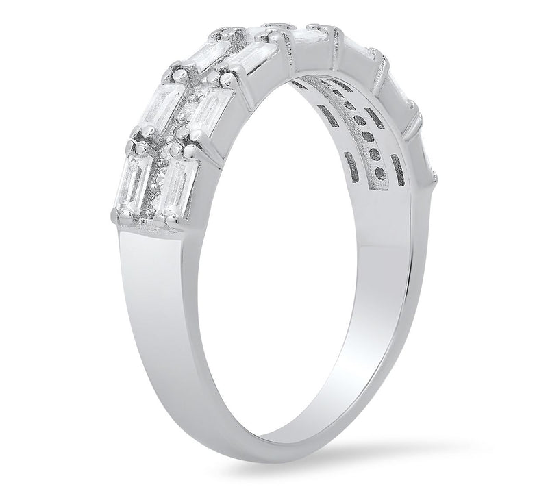 Sterling Silver 1.20 cttw Cubic Zirconia Band Ring — View 2