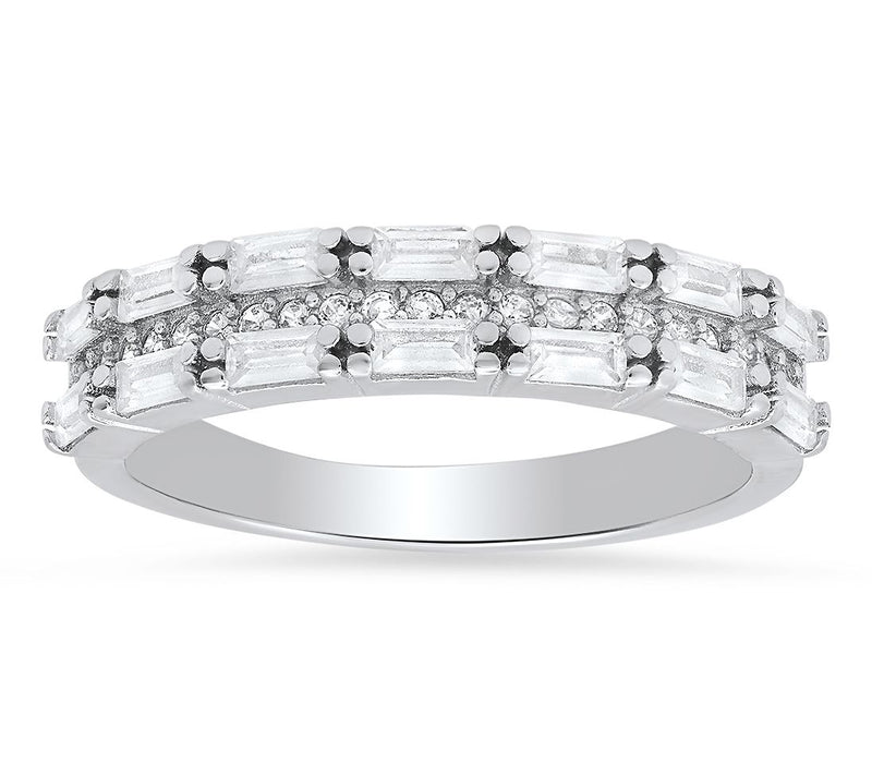Sterling Silver 1.20 cttw Cubic Zirconia Band Ring — View 4