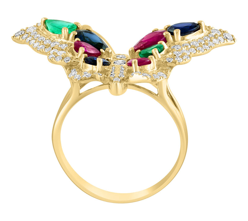Effy Diamond & Precious Gemstone Butterfly Ring14K Gold — View 4