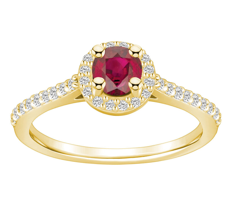 Affinity Gems Round Precious Gemstone & DiamondRing, 14K Gold — View 8