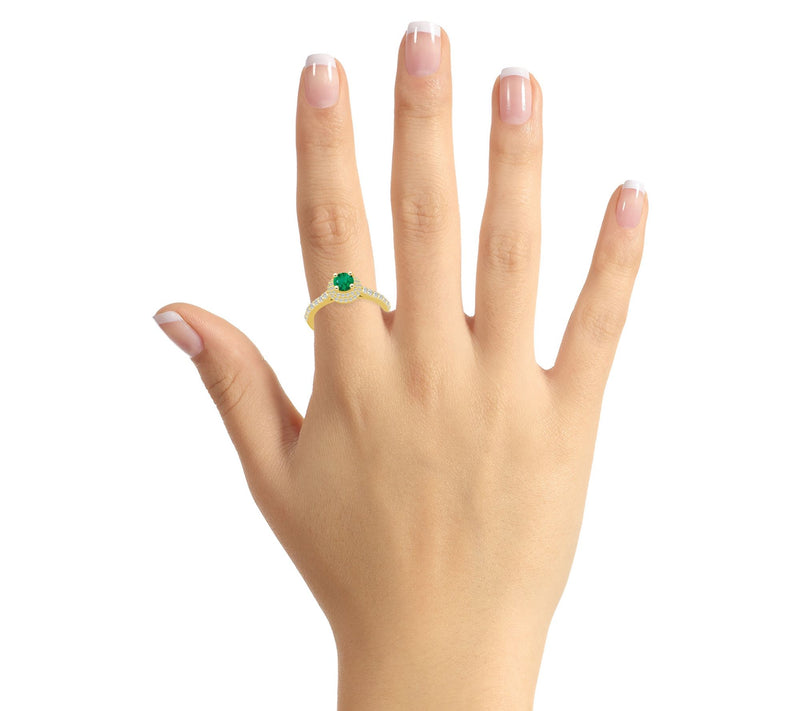 Affinity Gems Precious Gem & Diamond Double Halo Ring, 14K — View 4