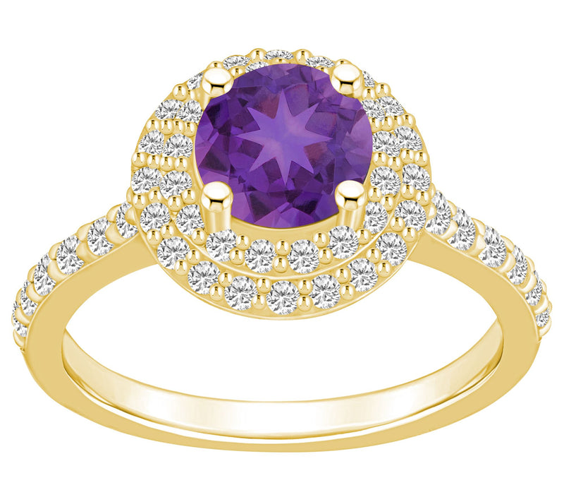 Affinity Gems Round Gemstone & 0.60 cttw Diamond Ring, 14K — View 10