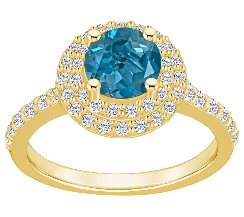 Affinity Gems Round Gemstone & 0.60 cttw Diamond Ring, 14K — View 11