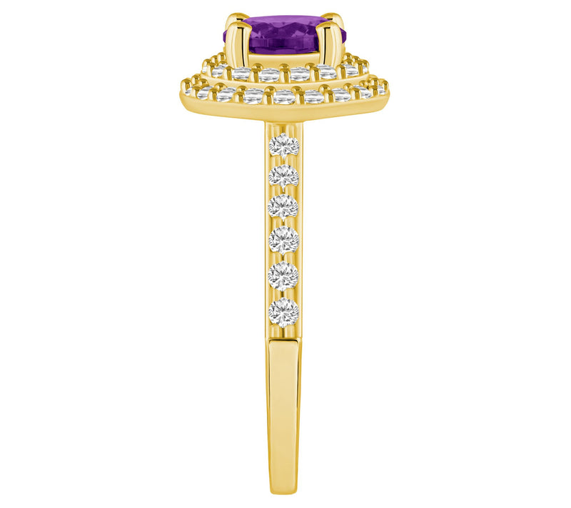 Affinity Gems Round Gemstone & 0.60 cttw Diamond Ring, 14K — View 3