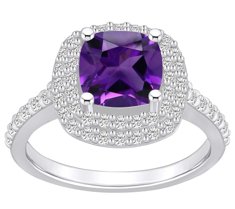 Affinity Gems Cushion Gemstone & 0.65 cttw Diamond Ring, 14K — View 10