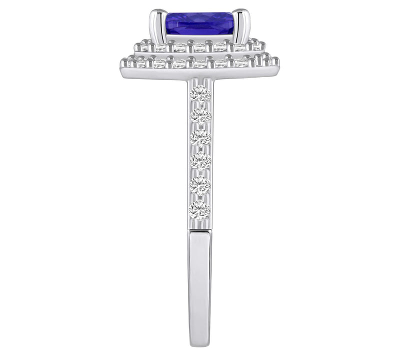 Affinity Gems Cushion Tanzanite & 0.65 cttw Diamond Ring, 14K — View 3
