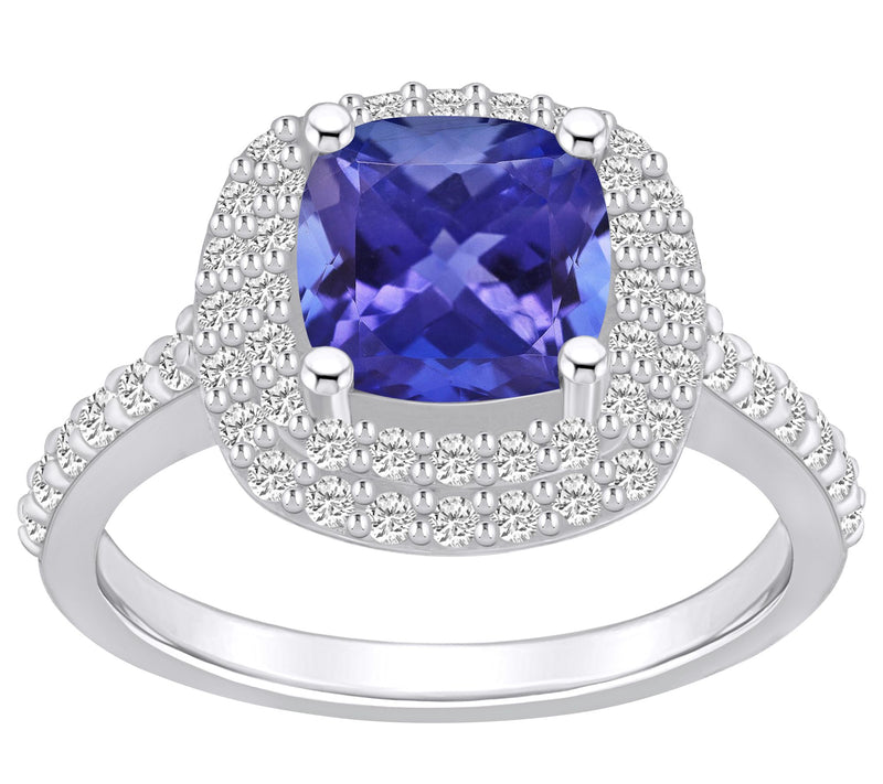 Affinity Gems Cushion Tanzanite & 0.65 cttw Diamond Ring, 14K — View 7