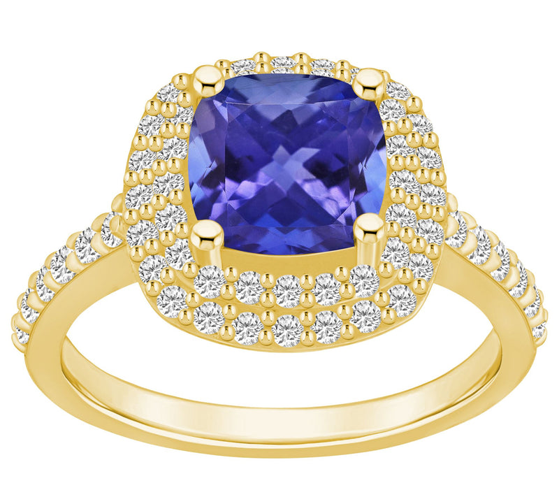 Affinity Gems Cushion Tanzanite & 0.65 cttw Diamond Ring, 14K — View 8