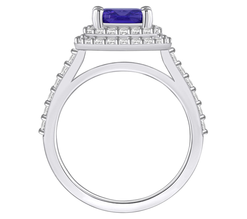 Affinity Gems Cushion Tanzanite & 0.65 cttw Diamond Ring, 14K — View 2