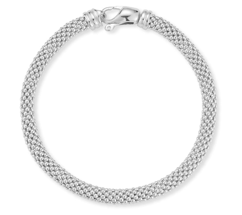 Italian Silver Polished Popcorn Chain Bracelet,Sterling — View 7