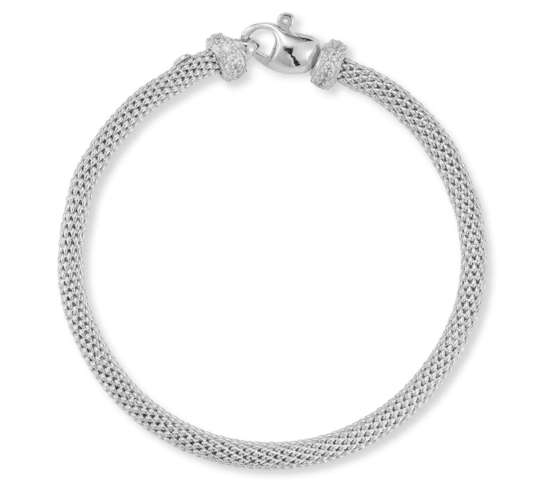Italian Silver Pave Popcorn Chain Bracelet, Sterling — View 7