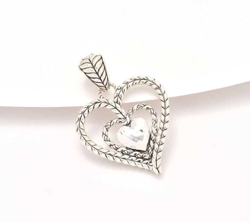JAI Sterling Silver Symbols of Love Double Heart Enhancer, 9.2g — Main view