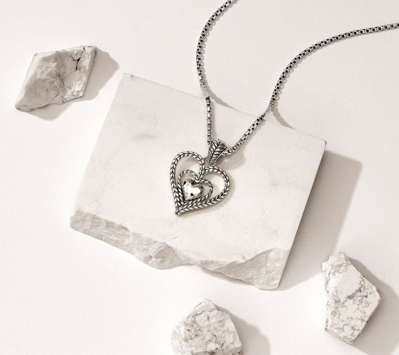 JAI Sterling Silver Symbols of Love Double Heart Enhancer, 9.2g — View 3