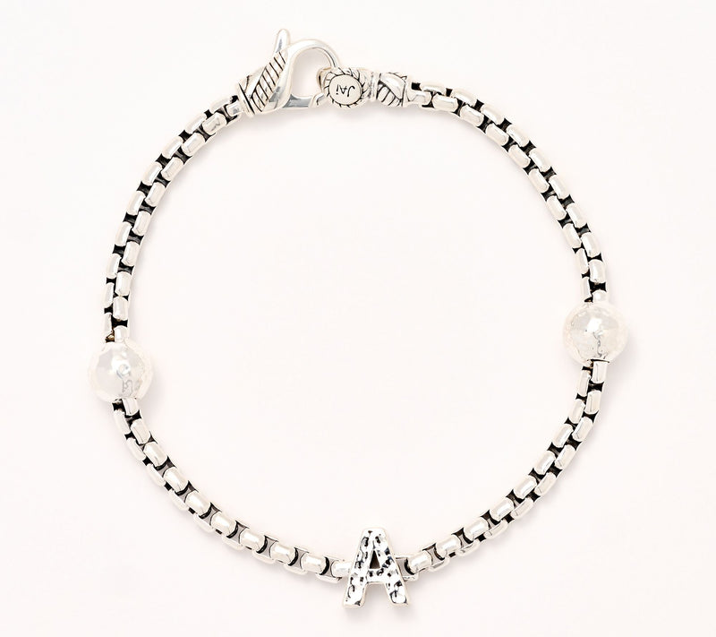 JAI Sterling Silver Initial & Bead 3.7mm Box Chain Bracelet, 11.8g — View 33