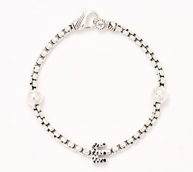 JAI Sterling Silver Initial & Bead 3.7mm Box Chain Bracelet, 11.8g — View 37