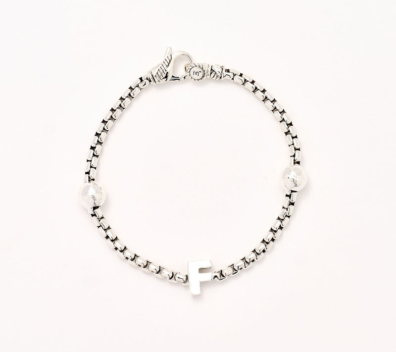 JAI Sterling Silver Initial & Bead 3.7mm Box Chain Bracelet, 11.8g — View 38