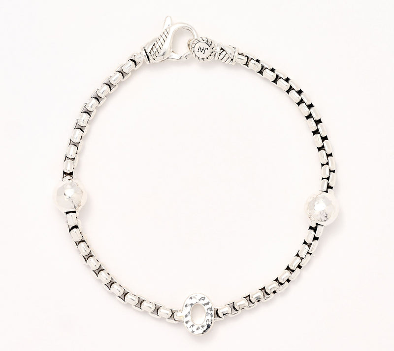 JAI Sterling Silver Initial & Bead 3.7mm Box Chain Bracelet, 11.8g — View 47