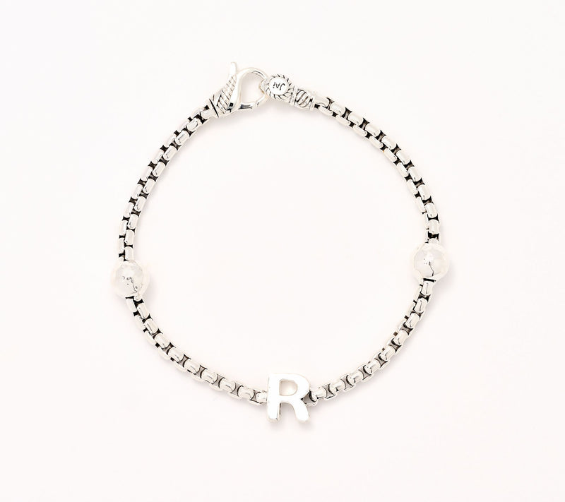 JAI Sterling Silver Initial & Bead 3.7mm Box Chain Bracelet, 11.8g — View 49