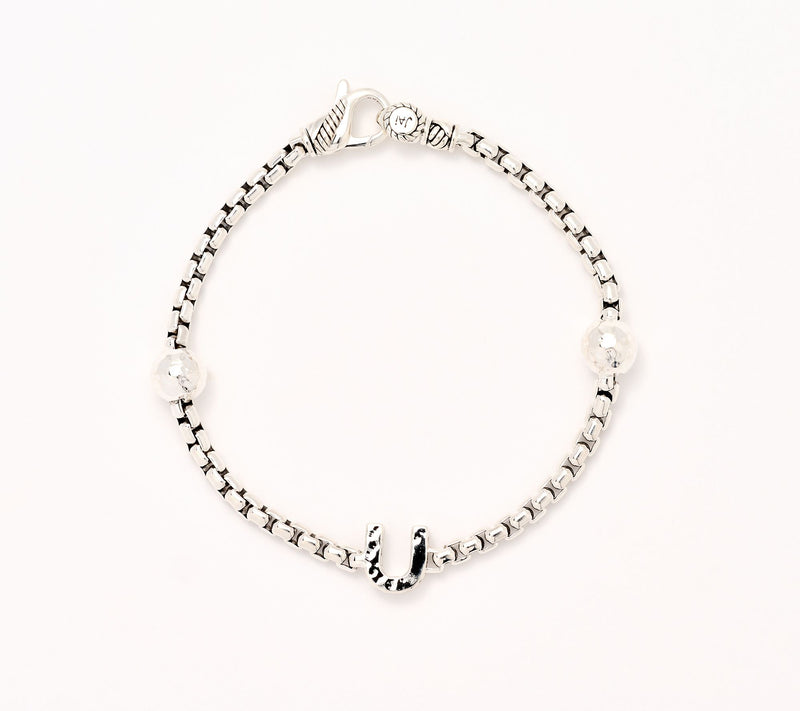 JAI Sterling Silver Initial & Bead 3.7mm Box Chain Bracelet, 11.8g — View 52