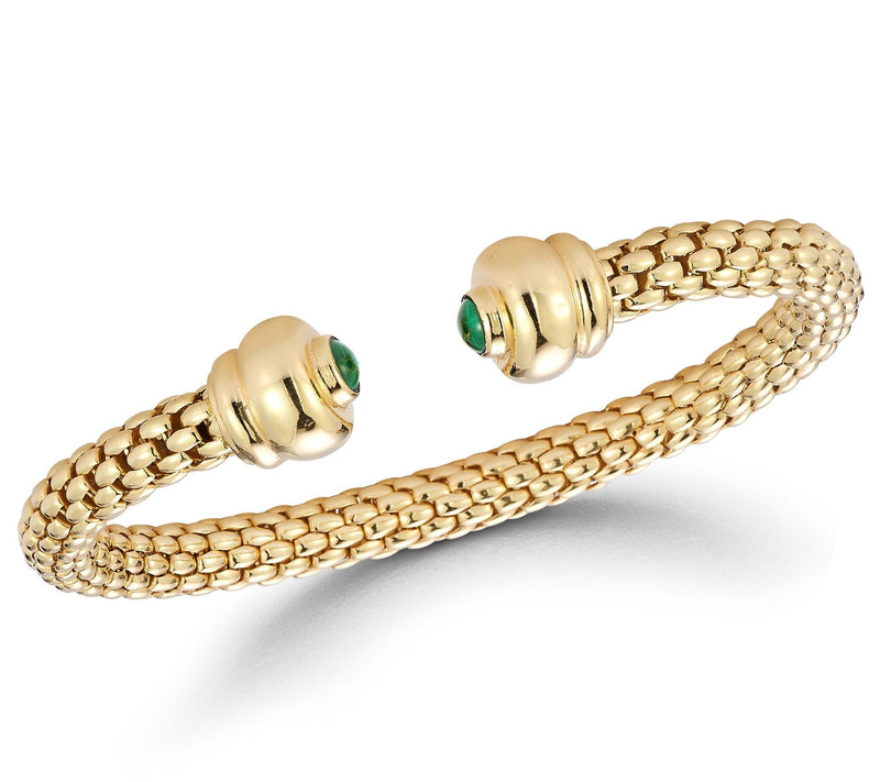 Italian Silver Green Accent Popcorn Link Cuff,Sterling — View 8