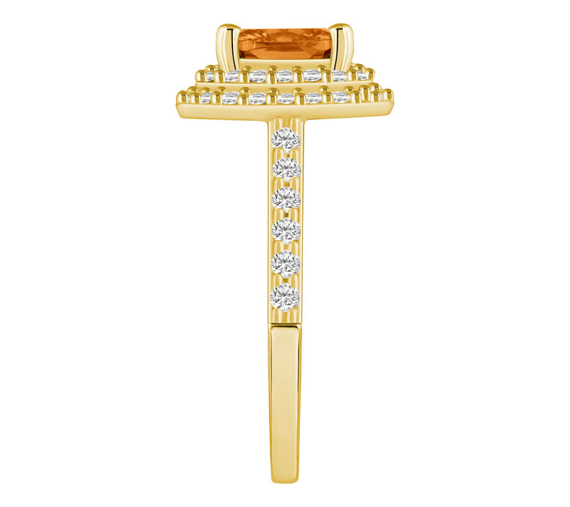 Affinity Gems Cushion Gemstone & Double DiamondHalo Ring, 14K — View 3