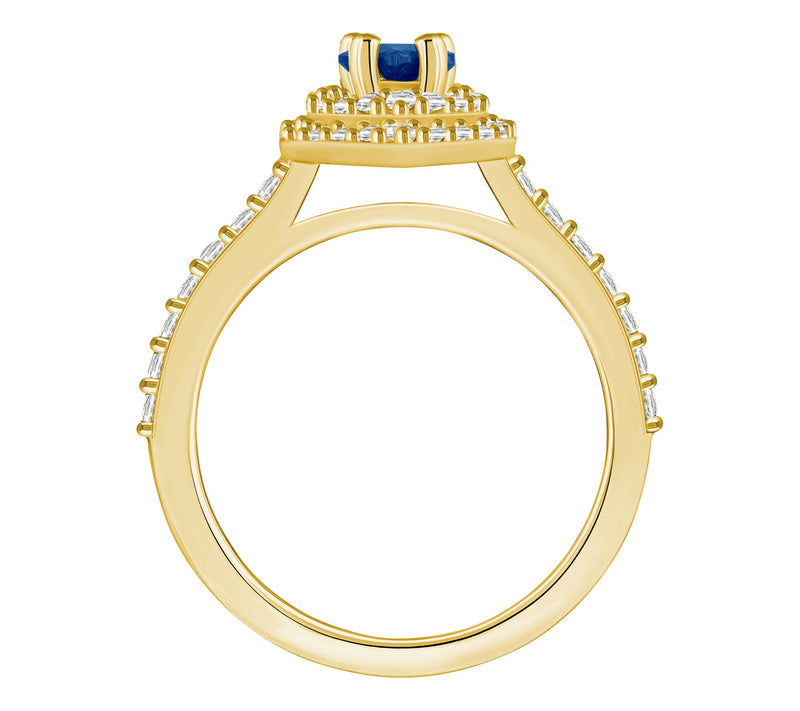 Affinity Gems Pear Gemstone & 0.60 cttw Diamond Halo Ring, 14K — View 2