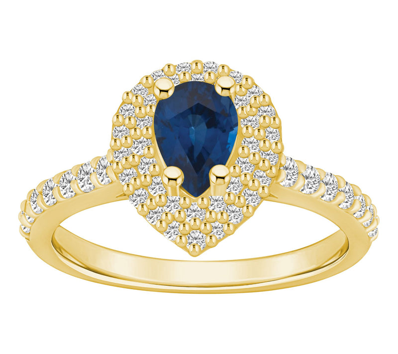 Affinity Gems Pear Gemstone & 0.60 cttw Diamond Halo Ring, 14K — Main view