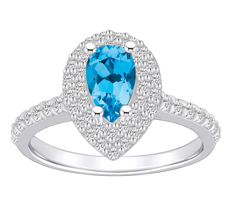 Affinity Gems Pear Gemstone & 0.65 Diamond Ring, 14K White Gol — View 13