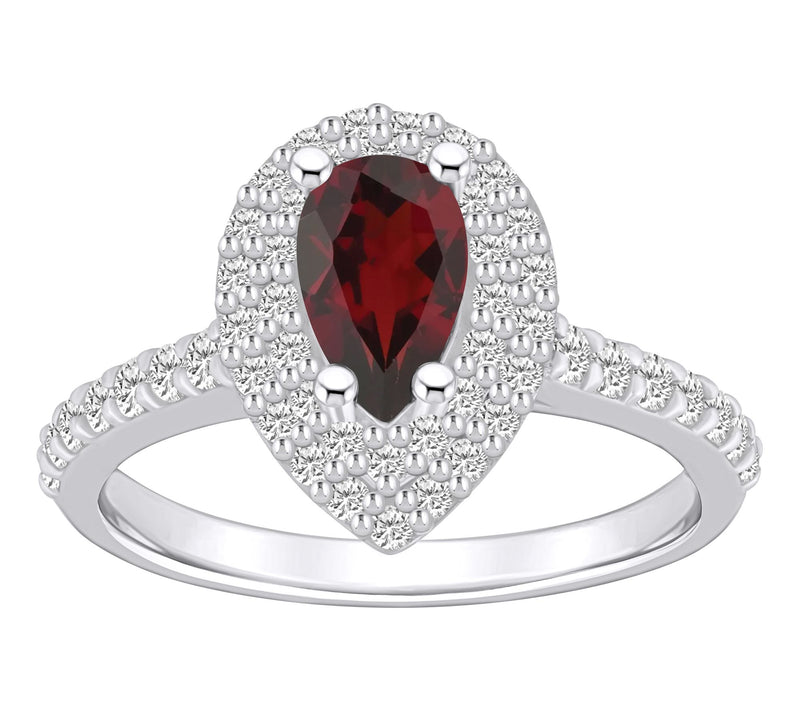 Affinity Gems Pear Gemstone & 0.65 Diamond Ring, 14K White Gol — View 14