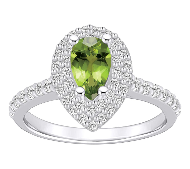 Affinity Gems Pear Gemstone & 0.65 Diamond Ring, 14K White Gol — View 15