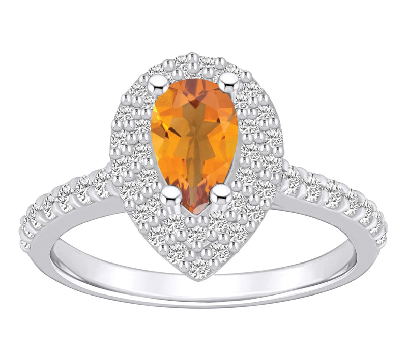 Affinity Gems Pear Gemstone & 0.65 Diamond Ring, 14K White Gol — View 16