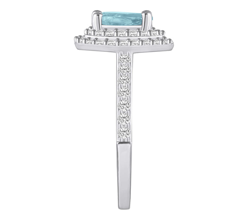 Affinity Gems Pear Gemstone & 0.65 Diamond Ring, 14K White Gol — View 3
