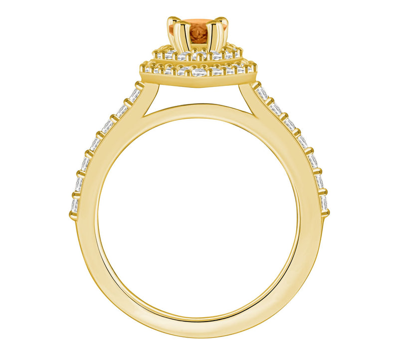 Affinity Gems Pear Gemstone & 0.65 cttw DiamondRing, 14K Gold — View 2