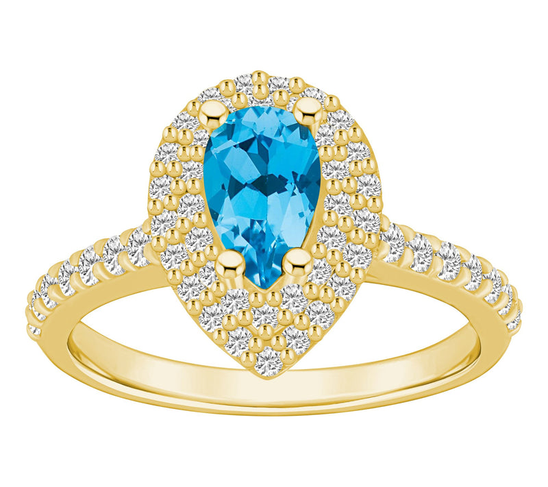Affinity Gems Pear Gemstone & 0.65 cttw DiamondRing, 14K Gold — View 13