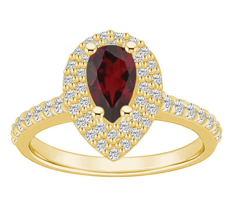 Affinity Gems Pear Gemstone & 0.65 cttw DiamondRing, 14K Gold — View 14