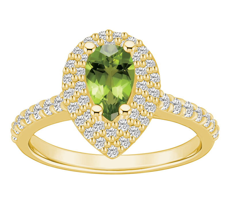 Affinity Gems Pear Gemstone & 0.65 cttw DiamondRing, 14K Gold — View 15