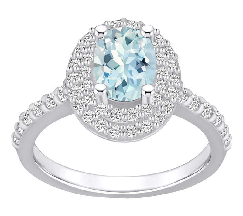 Affinity Gems Oval Gemstone & 0.60 cttw DiamondHalo Ring, 14K — View 11