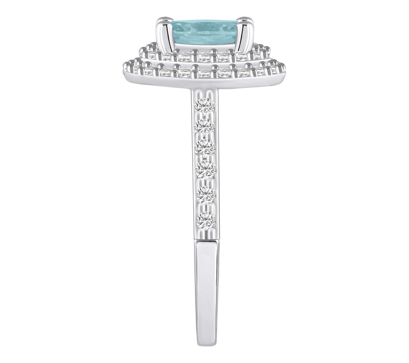Affinity Gems Oval Gemstone & 0.60 cttw DiamondHalo Ring, 14K — View 3