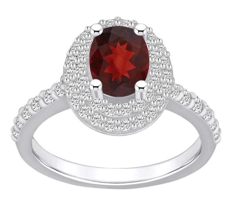 Affinity Gems Oval Gemstone & 0.60 cttw DiamondHalo Ring, 14K — View 14